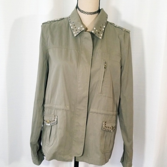 Life Style green military zippered jacket. Size PL - Picture 1 of 8